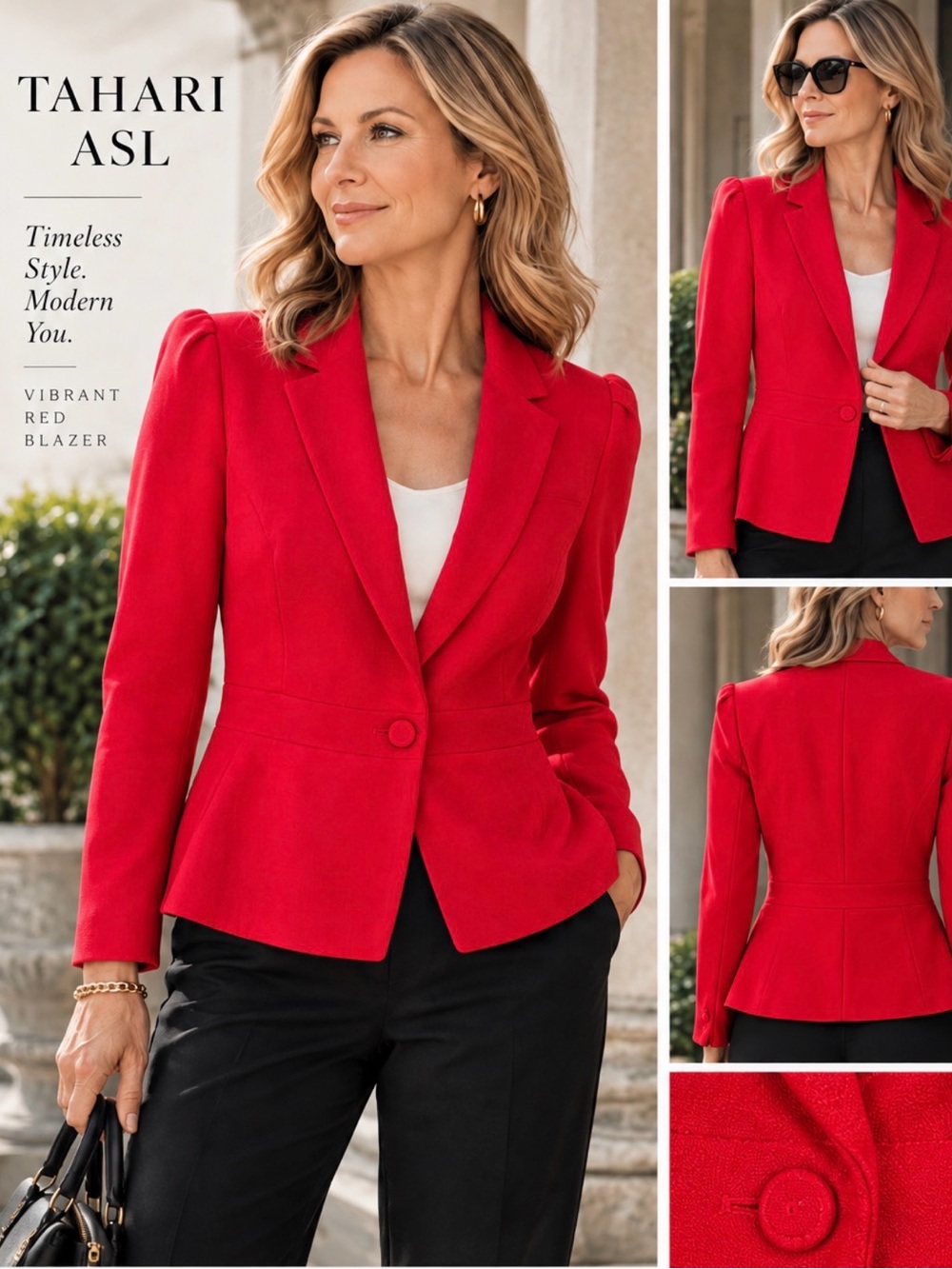 Tahari ASL Vibrant Red Blazer